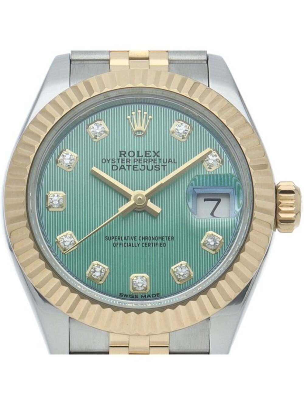 Rolex Datejust 28 Watch Jubilee Diamond Mint Green Tapestry
